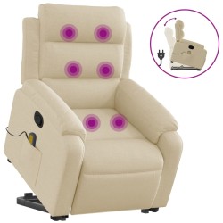 vidaXL Silla de masaje reclinable de pie de tela color crema