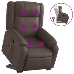vidaXL Sillón reclinable de masaje de pie de cuero sintético marrón