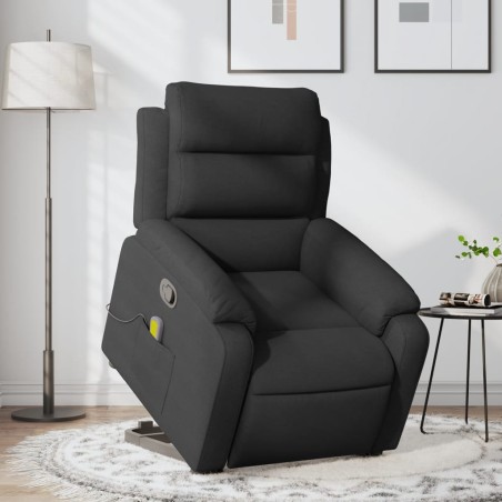 vidaXL Sillón reclinable de masaje elevable tela negro