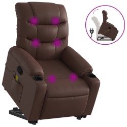 vidaXL Sillón reclinable de masaje de pie de cuero sintético marrón
