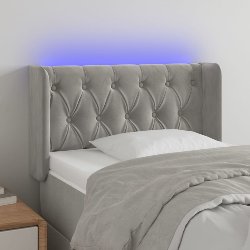 vidaXL Cabecero con LED de terciopelo gris claro 83x16x78/88 cm vidaXL Cabecero con LED de terciopelo gris claro 83x16x78/88 cm