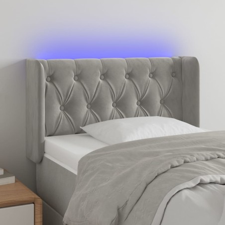 vidaXL Cabecero con LED de terciopelo gris claro 83x16x78/88 cm