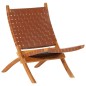 vidaXL Silla de relax plegable cuero auténtico marrón vidaXL Silla de relax plegable cuero auténtico marrón