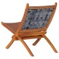 vidaXL Silla de relax plegable cuero auténtico marrón vidaXL Silla de relax plegable cuero auténtico marrón