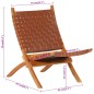 vidaXL Silla de relax plegable cuero auténtico marrón vidaXL Silla de relax plegable cuero auténtico marrón