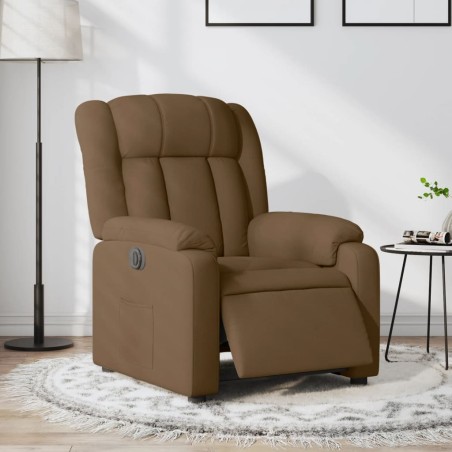 vidaXL Sillón reclinable eléctrico de tela marrón