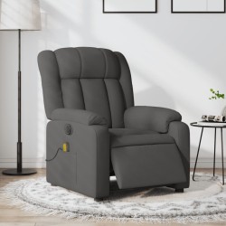 vidaXL Sillón reclinable de masaje eléctrico tela gris oscuro