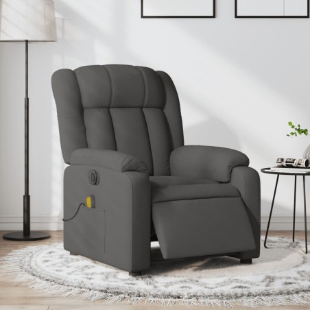 vidaXL Sillón reclinable de masaje eléctrico tela gris oscuro