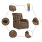 vidaXL Silla de masaje reclinable de pie de tela marrón