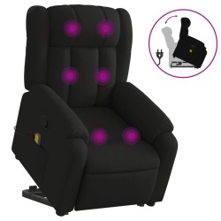 vidaXL Sillón reclinable de masaje elevable tela negro