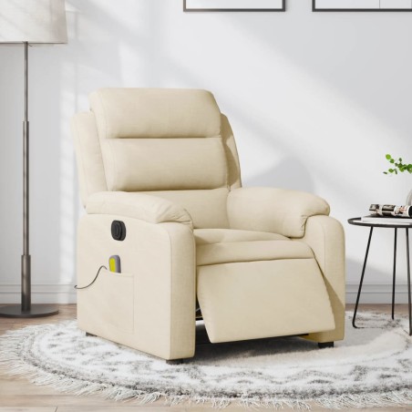 vidaXL Sillón reclinable de masaje eléctrico tela color crema