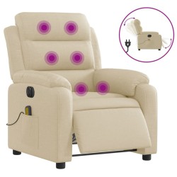 vidaXL Sillón reclinable de masaje eléctrico tela color crema