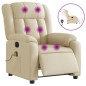 vidaXL Sillón reclinable de masaje eléctrico tela color crema vidaXL Sillón reclinable de masaje eléctrico tela color crema