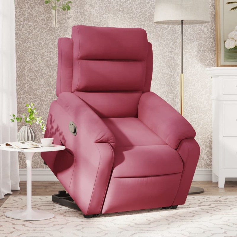 vidaXL Sillón reclinable elevable terciopelo rojo tinto vidaXL Sillón reclinable elevable terciopelo rojo tinto