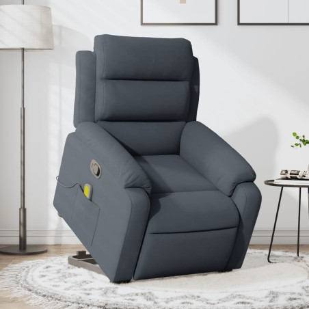 vidaXL Sillón reclinable de masaje elevable terciopelo gris oscuro
