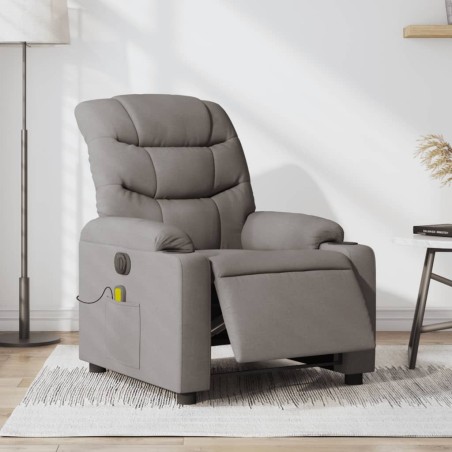 vidaXL Sillón reclinable de masaje eléctrico tela gris taupe
