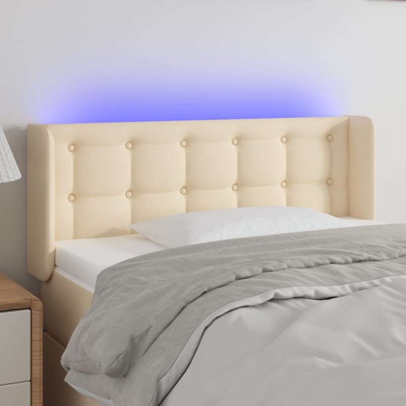 vidaXL Cabecero con LED de tela crema 83x16x78/88 cm vidaXL Cabecero con LED de tela crema 83x16x78/88 cm
