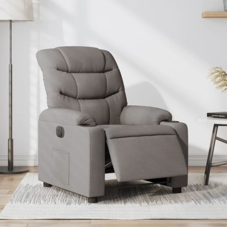 vidaXL Sillón reclinable eléctrico tela gris taupé