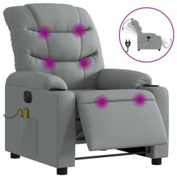 vidaXL Sillón reclinable de masaje eléctrico tela gris claro