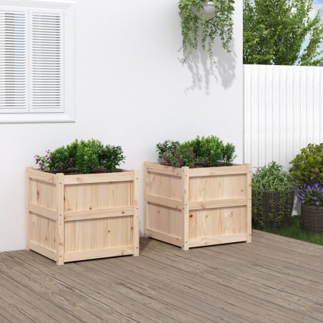 vidaXL Jardineras de exterior 2 unidades madera maciza de pino