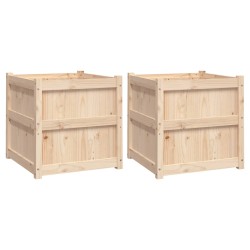 vidaXL Jardineras de exterior 2 unidades madera maciza de pino