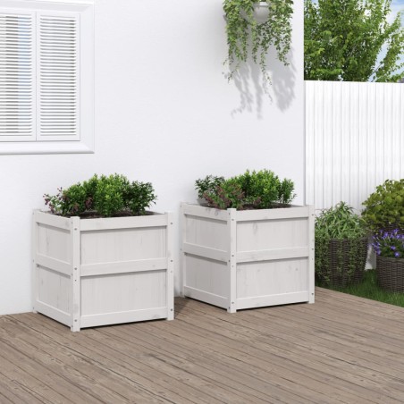 vidaXL Jardineras de exterior 2 unidades madera maciza de pino blanco
