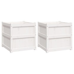 vidaXL Jardineras de exterior 2 unidades madera maciza de pino blanco