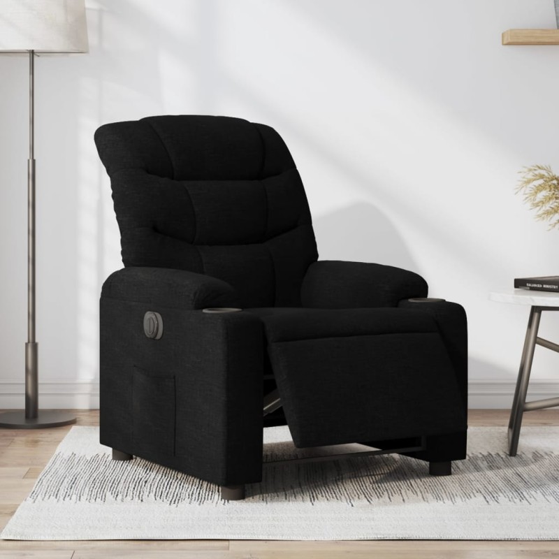 vidaXL Sillón reclinable eléctrico de tela negro vidaXL Sillón reclinable eléctrico de tela negro