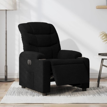 vidaXL Sillón reclinable eléctrico de tela negro