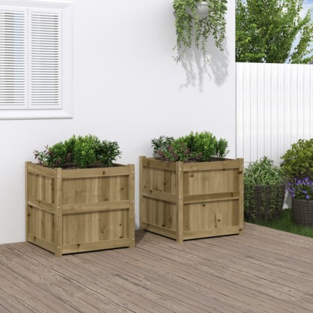 vidaXL Jardineras de exterior 2 unidades madera impregnada de pino
