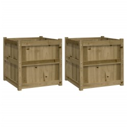 vidaXL Jardineras de exterior 2 unidades madera impregnada de pino