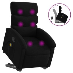 vidaXL Sillón reclinable de masaje elevable tela negro