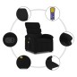 vidaXL Sillón reclinable de masaje elevable tela negro vidaXL Sillón reclinable de masaje elevable tela negro