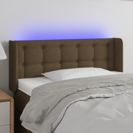 vidaXL Cabecero con LED de tela marrón oscuro 103x16x78/88 cm