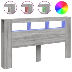 vidaXL Cabecero LED madera ingeniería gris Sonoma 180x18,5x103,5 cm