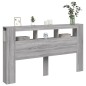 vidaXL Cabecero LED madera ingeniería gris Sonoma 180x18,5x103,5 cm vidaXL Cabecero LED madera ingeniería gris Sonoma 180x18,5x103,5 cm