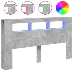 vidaXL Cabecero LED madera ingeniería gris hormigón 180x18,5x103,5 cm