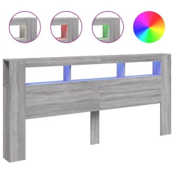 vidaXL Cabecero LED madera ingeniería gris Sonoma 220x18,5x103,5 cm