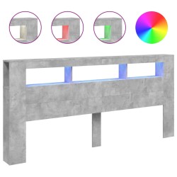 vidaXL Cabecero LED madera ingeniería gris hormigón 220x18,5x103,5 cm