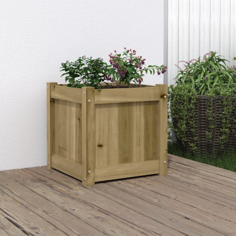 vidaXL Jardinera madera maciza de pino impregnada 40x40x40 cm vidaXL Jardinera madera maciza de pino impregnada 40x40x40 cm