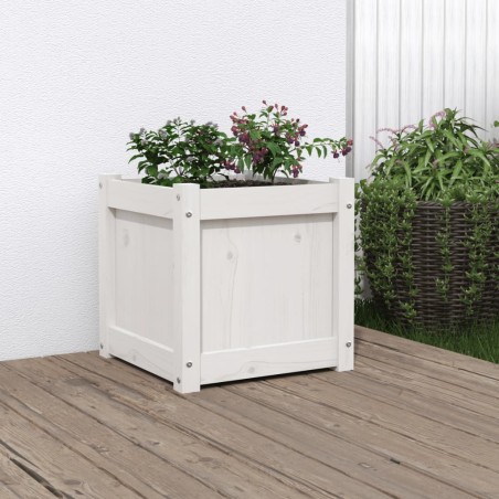 vidaXL Jardinera madera maciza de pino blanco 40x40x40 cm