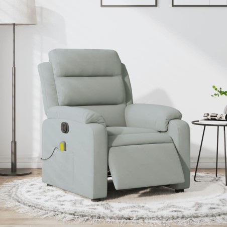 vidaXL Sillón reclinable de masaje eléctrico terciopelo gris claro