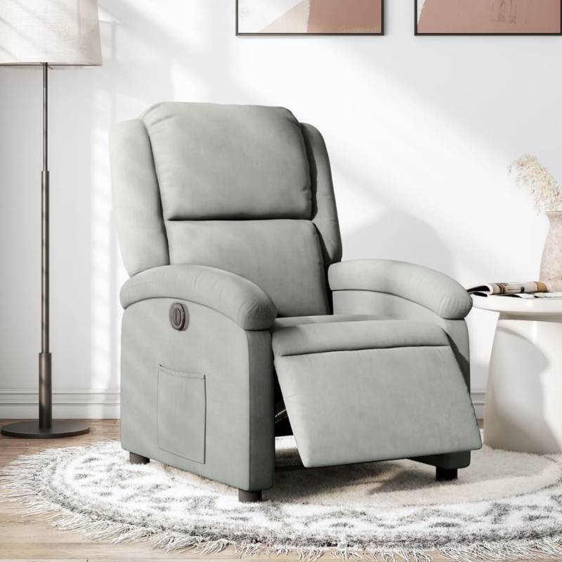 vidaXL Sillón reclinable eléctrico de terciopelo gris claro vidaXL Sillón reclinable eléctrico de terciopelo gris claro