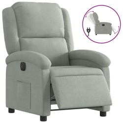vidaXL Sillón reclinable eléctrico de terciopelo gris claro