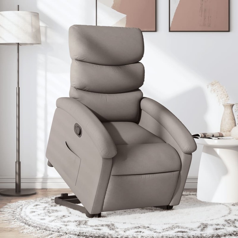 vidaXL Sillón reclinable elevable tela gris taupe