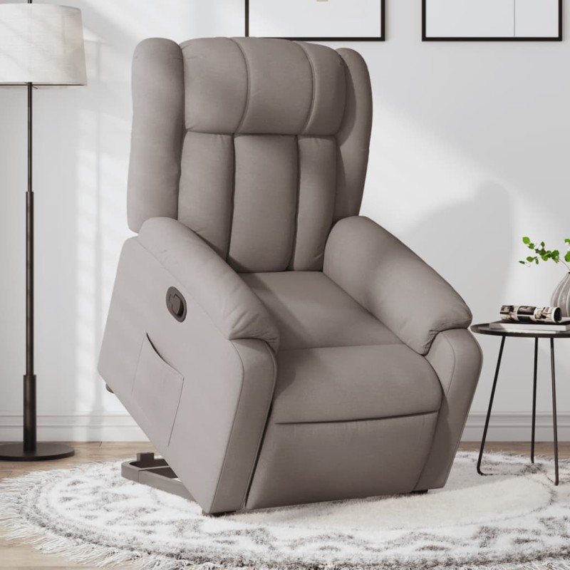 vidaXL Sillón reclinable elevable tela gris taupe vidaXL Sillón reclinable elevable tela gris taupe