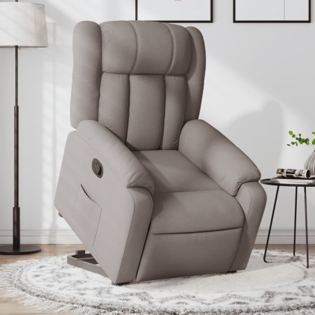 vidaXL Sillón reclinable elevable tela gris taupe