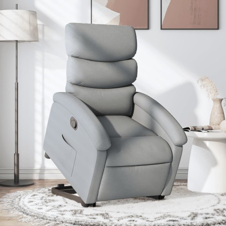 vidaXL Sillón reclinable elevable de tela gris claro