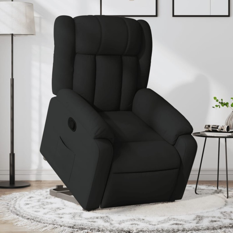 vidaXL Sillón reclinable elevable tela negro vidaXL Sillón reclinable elevable tela negro