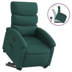 vidaXL Sillón reclinable elevable tela verde oscuro